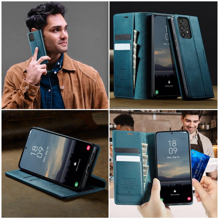 For Samsung Galaxy A53 CaseMe 033 Calf Leather Lining Microfibre RFID Blocking Phone Case