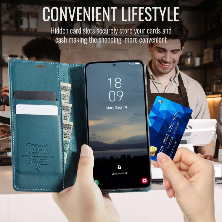 For Samsung Galaxy A53 CaseMe 033 Calf Leather Lining Microfibre RFID Blocking Phone Case