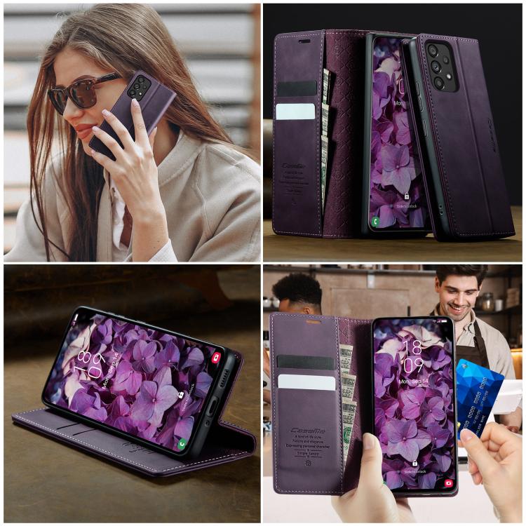 For Samsung Galaxy A53 CaseMe 033 Calf Leather Lining Microfibre RFID Blocking Phone Case