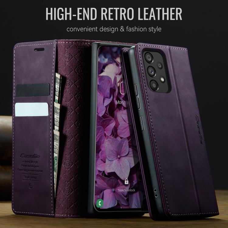 For Samsung Galaxy A53 CaseMe 033 Calf Leather Lining Microfibre RFID Blocking Phone Case