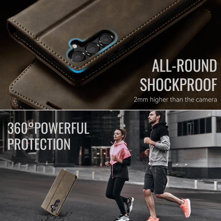 For Samsung Galaxy A54 CaseMe 033 Calf Leather Lining Microfibre RFID Blocking Phone Case