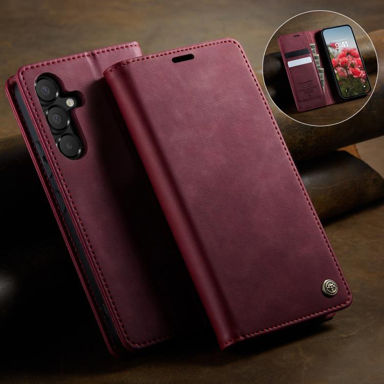 For Samsung Galaxy A54 CaseMe 033 Calf Leather Lining Microfibre RFID Blocking Phone Case
