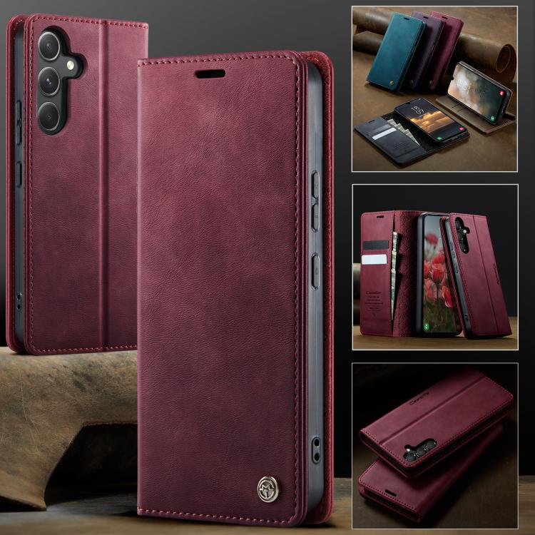 For Samsung Galaxy A54 CaseMe 033 Calf Leather Lining Microfibre RFID Blocking Phone Case