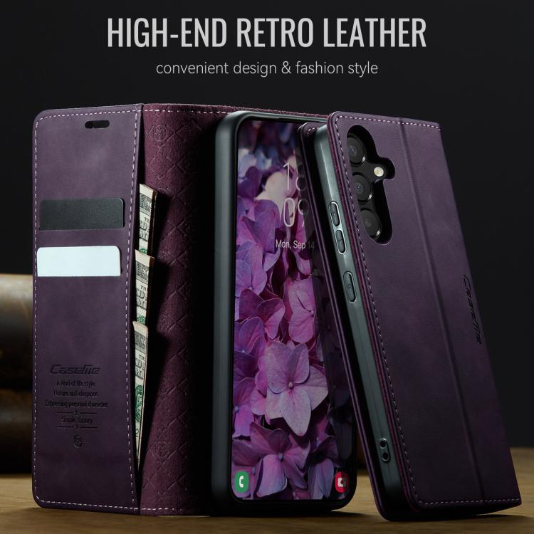 For Samsung Galaxy A54 CaseMe 033 Calf Leather Lining Microfibre RFID Blocking Phone Case
