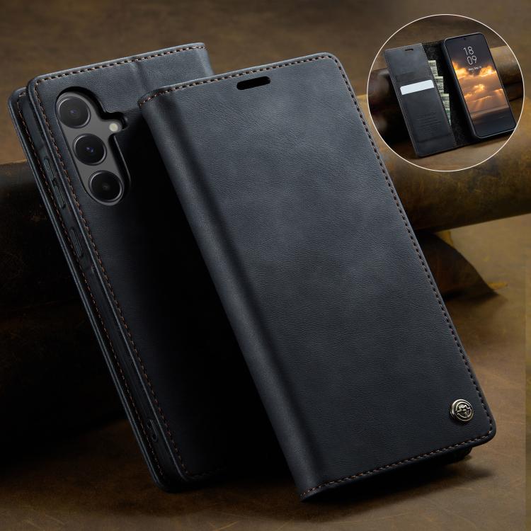 For Samsung Galaxy A55 CaseMe 033 Calf Leather Lining Microfibre RFID Blocking Phone Case