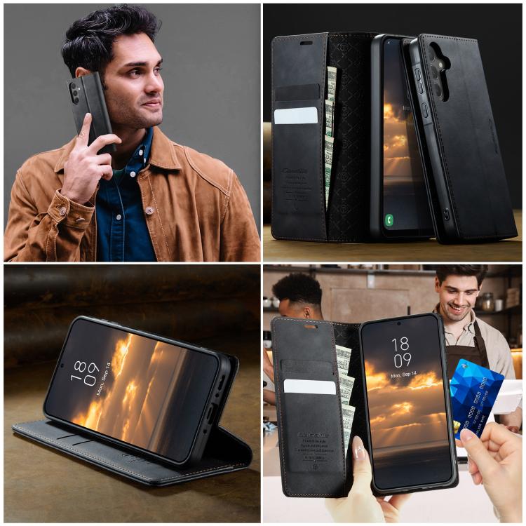 For Samsung Galaxy A55 CaseMe 033 Calf Leather Lining Microfibre RFID Blocking Phone Case