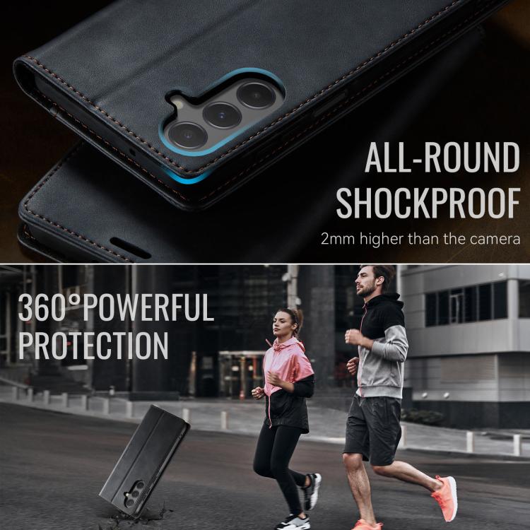 For Samsung Galaxy A55 CaseMe 033 Calf Leather Lining Microfibre RFID Blocking Phone Case