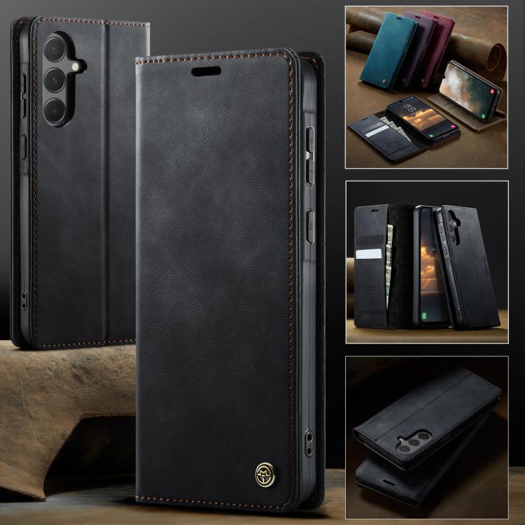 For Samsung Galaxy A55 CaseMe 033 Calf Leather Lining Microfibre RFID Blocking Phone Case
