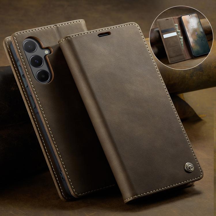 For Samsung Galaxy A55 CaseMe 033 Calf Leather Lining Microfibre RFID Blocking Phone Case