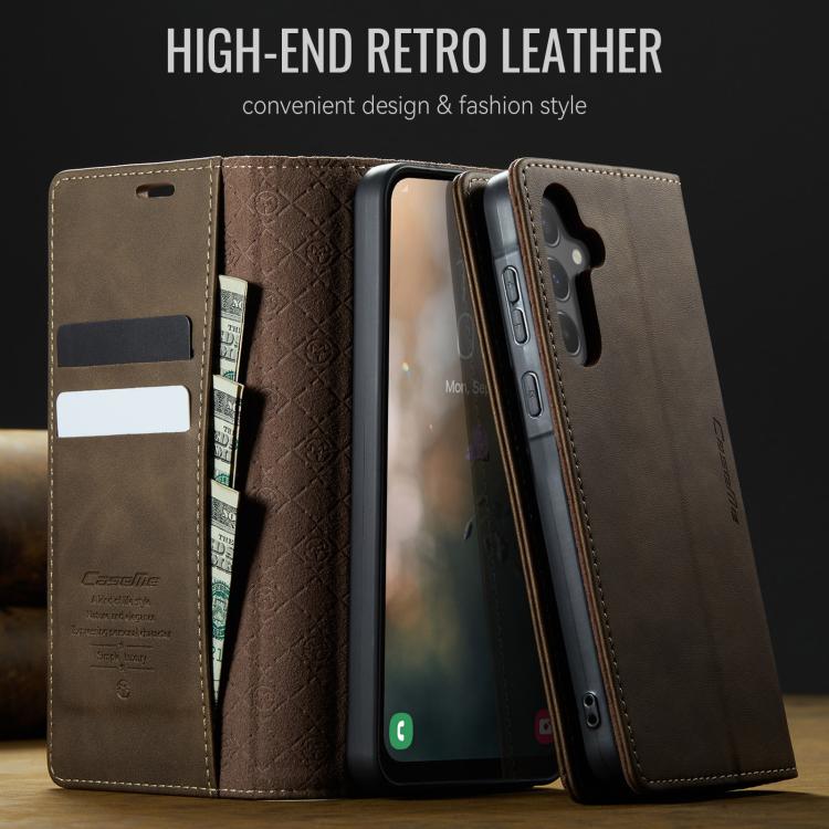 For Samsung Galaxy A55 CaseMe 033 Calf Leather Lining Microfibre RFID Blocking Phone Case