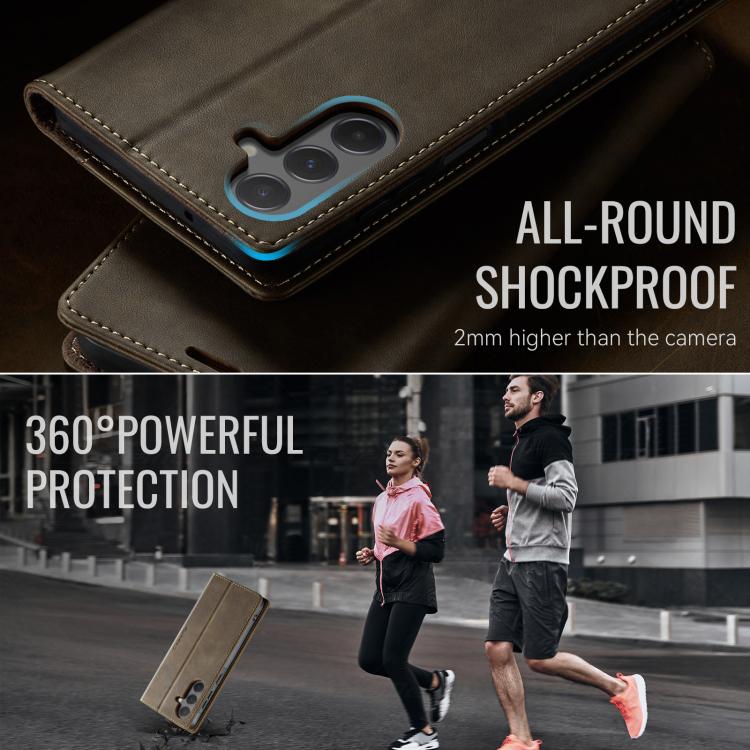 For Samsung Galaxy A55 CaseMe 033 Calf Leather Lining Microfibre RFID Blocking Phone Case
