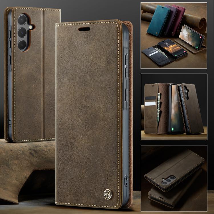 For Samsung Galaxy A55 CaseMe 033 Calf Leather Lining Microfibre RFID Blocking Phone Case