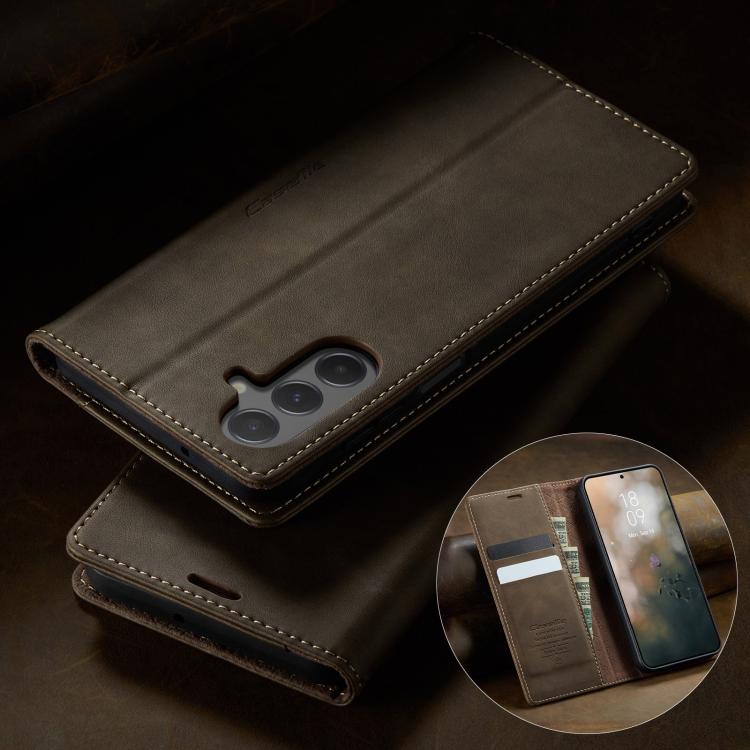 For Samsung Galaxy A55 CaseMe 033 Calf Leather Lining Microfibre RFID Blocking Phone Case