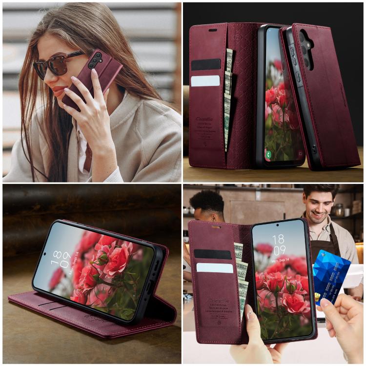 For Samsung Galaxy A55 CaseMe 033 Calf Leather Lining Microfibre RFID Blocking Phone Case