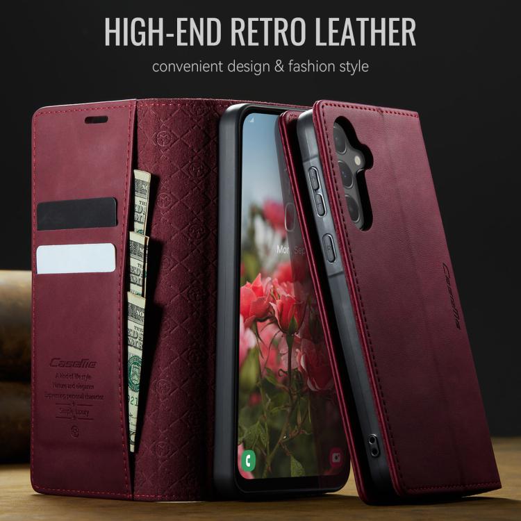 For Samsung Galaxy A55 CaseMe 033 Calf Leather Lining Microfibre RFID Blocking Phone Case