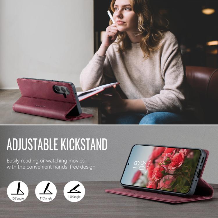 For Samsung Galaxy A55 CaseMe 033 Calf Leather Lining Microfibre RFID Blocking Phone Case