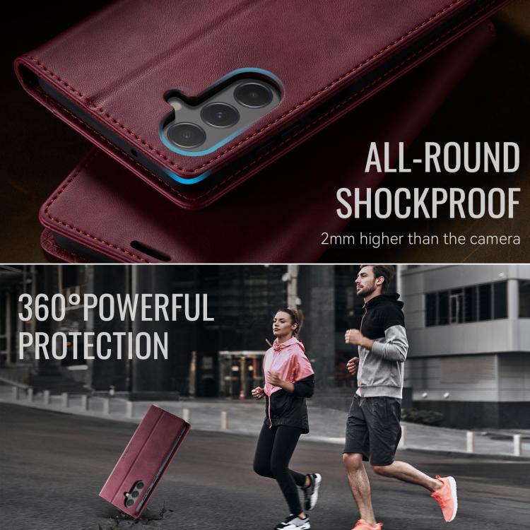 For Samsung Galaxy A55 CaseMe 033 Calf Leather Lining Microfibre RFID Blocking Phone Case