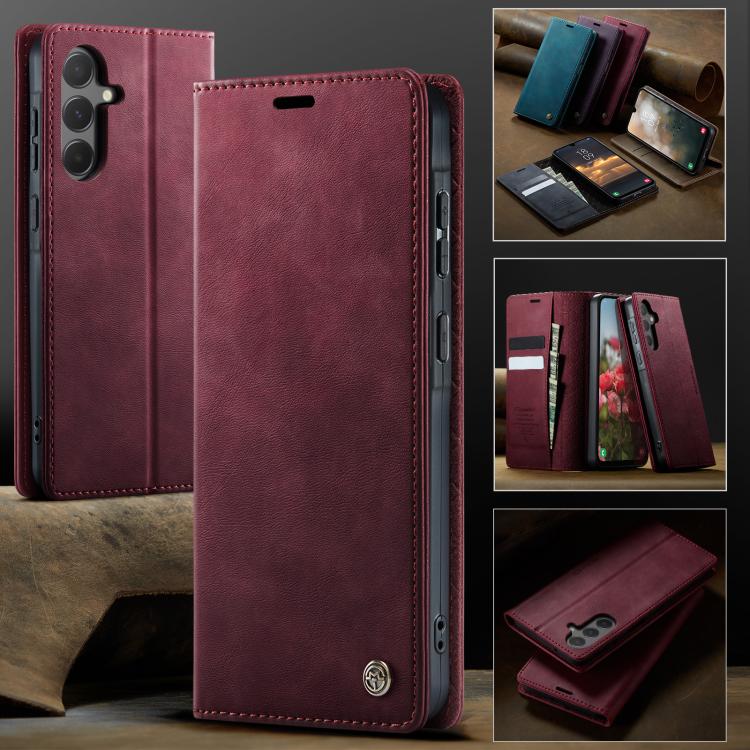 For Samsung Galaxy A55 CaseMe 033 Calf Leather Lining Microfibre RFID Blocking Phone Case