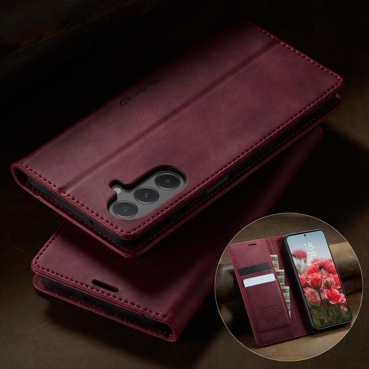 For Samsung Galaxy A55 CaseMe 033 Calf Leather Lining Microfibre RFID Blocking Phone Case