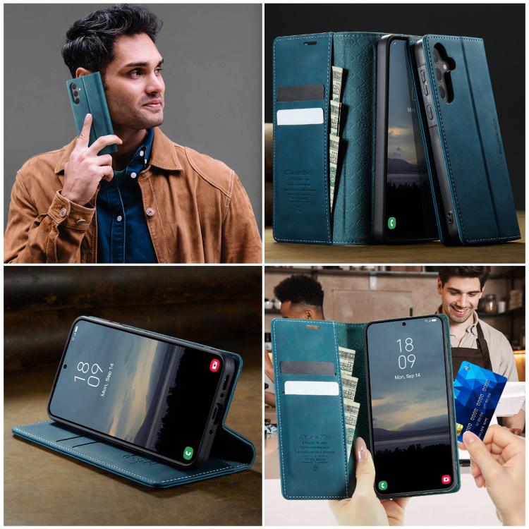For Samsung Galaxy A55 CaseMe 033 Calf Leather Lining Microfibre RFID Blocking Phone Case