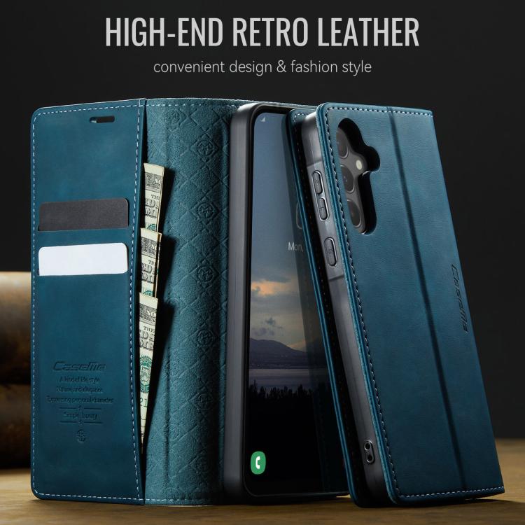 For Samsung Galaxy A55 CaseMe 033 Calf Leather Lining Microfibre RFID Blocking Phone Case