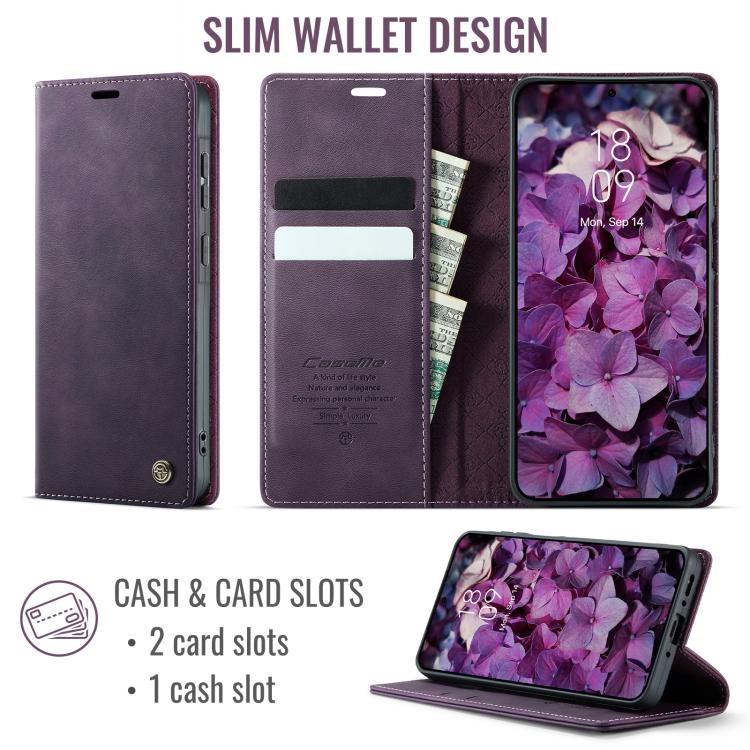 For Samsung Galaxy A55 CaseMe 033 Calf Leather Lining Microfibre RFID Blocking Phone Case