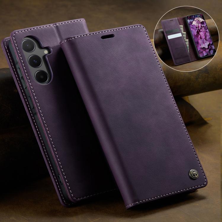 For Samsung Galaxy A55 CaseMe 033 Calf Leather Lining Microfibre RFID Blocking Phone Case
