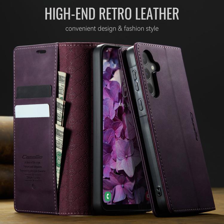 For Samsung Galaxy A55 CaseMe 033 Calf Leather Lining Microfibre RFID Blocking Phone Case
