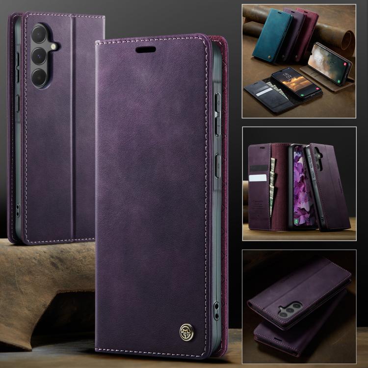 For Samsung Galaxy A55 CaseMe 033 Calf Leather Lining Microfibre RFID Blocking Phone Case