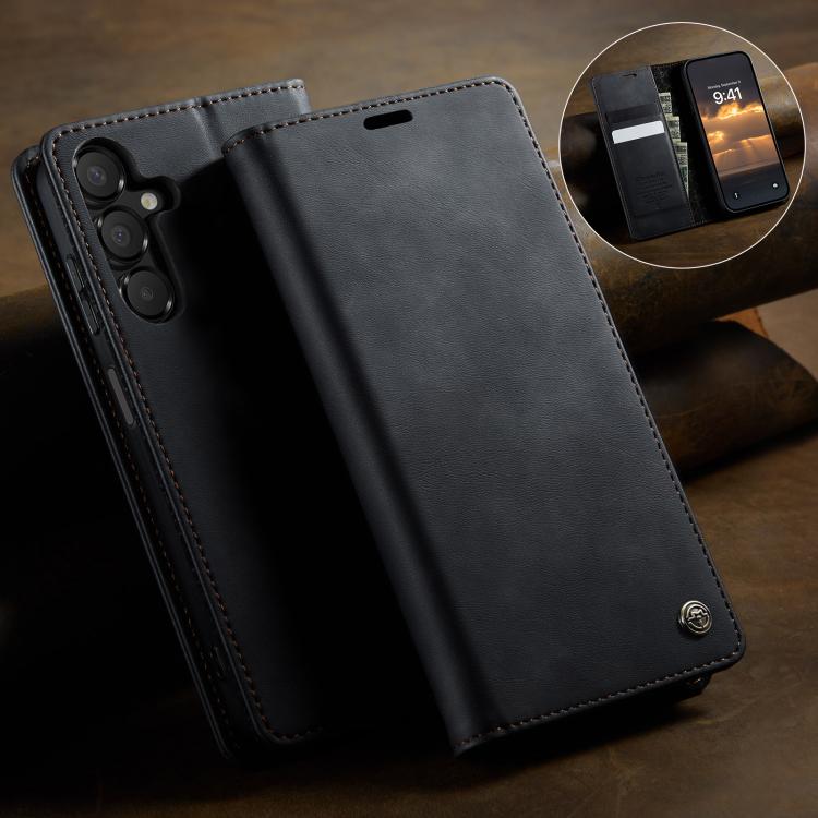 For Samsung Galaxy A14 CaseMe 033 Calf Leather Lining Microfibre RFID Blocking Phone Case