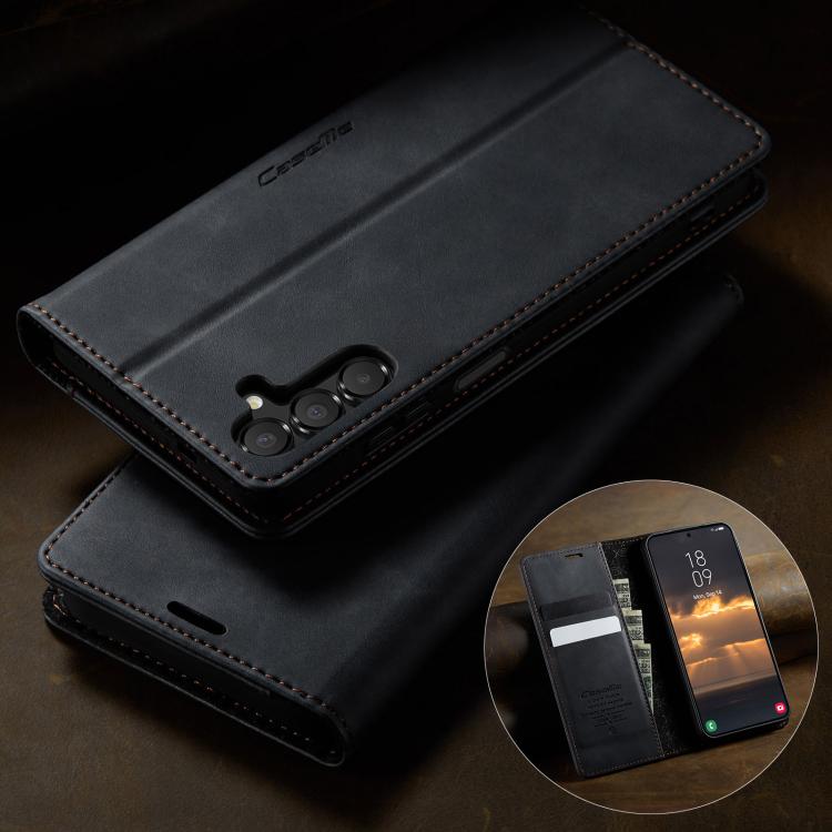 For Samsung Galaxy A14 CaseMe 033 Calf Leather Lining Microfibre RFID Blocking Phone Case