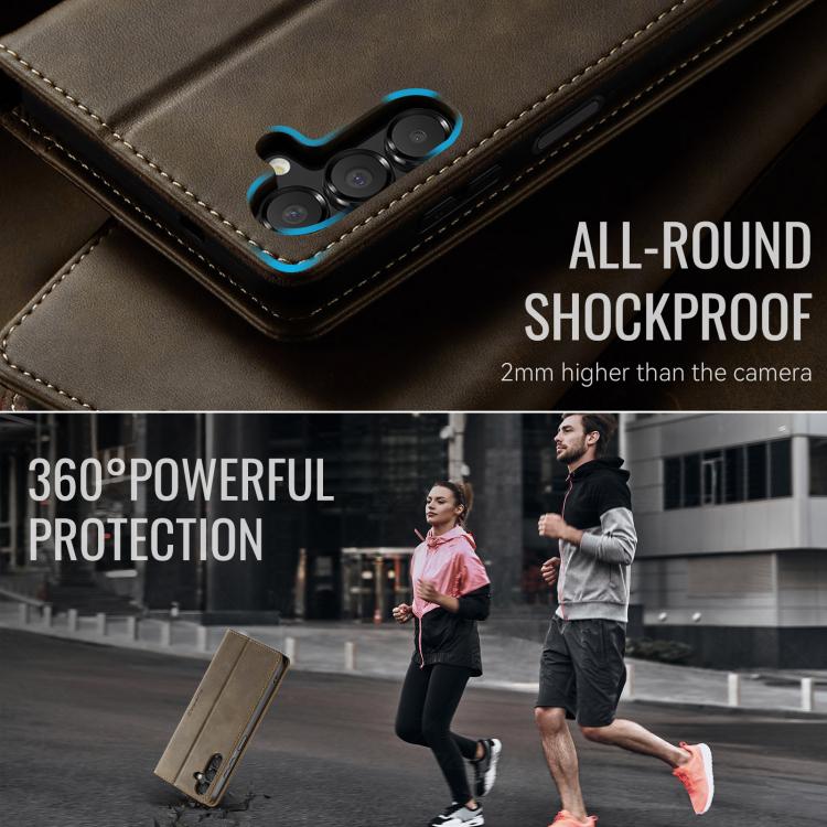 For Samsung Galaxy A14 CaseMe 033 Calf Leather Lining Microfibre RFID Blocking Phone Case