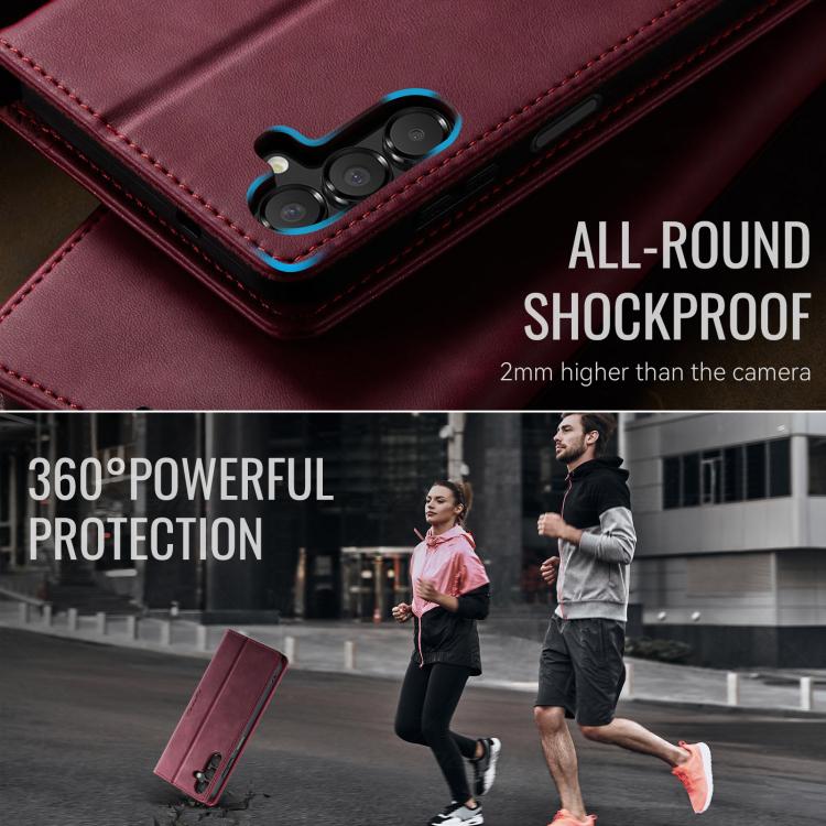 For Samsung Galaxy A14 CaseMe 033 Calf Leather Lining Microfibre RFID Blocking Phone Case