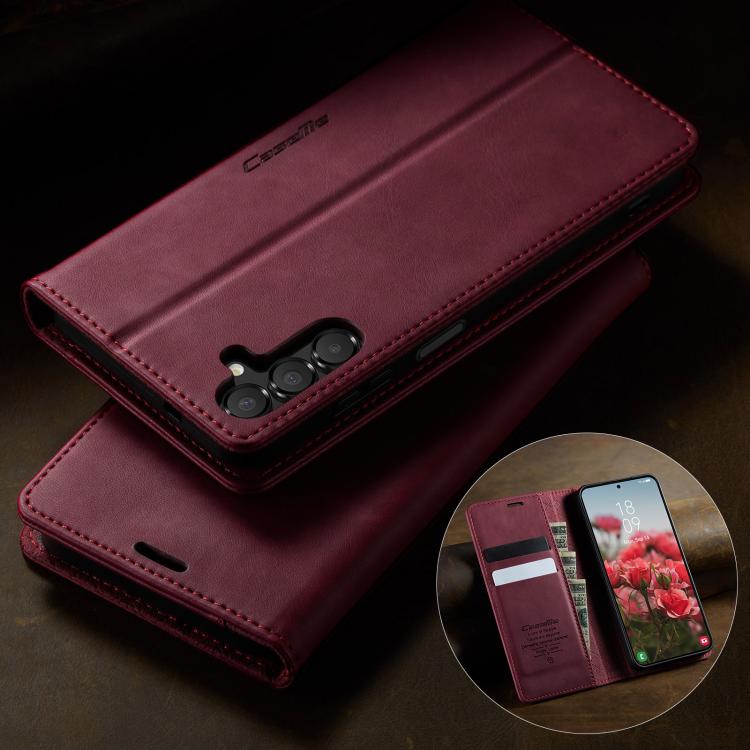 For Samsung Galaxy A14 CaseMe 033 Calf Leather Lining Microfibre RFID Blocking Phone Case
