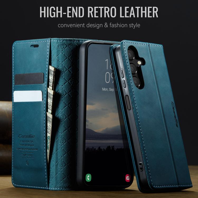 For Samsung Galaxy A14 CaseMe 033 Calf Leather Lining Microfibre RFID Blocking Phone Case