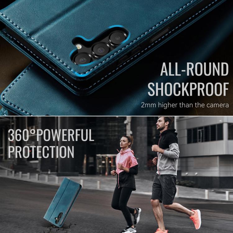 For Samsung Galaxy A14 CaseMe 033 Calf Leather Lining Microfibre RFID Blocking Phone Case