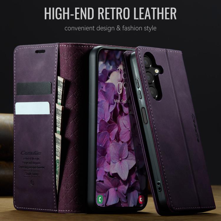 For Samsung Galaxy A14 CaseMe 033 Calf Leather Lining Microfibre RFID Blocking Phone Case