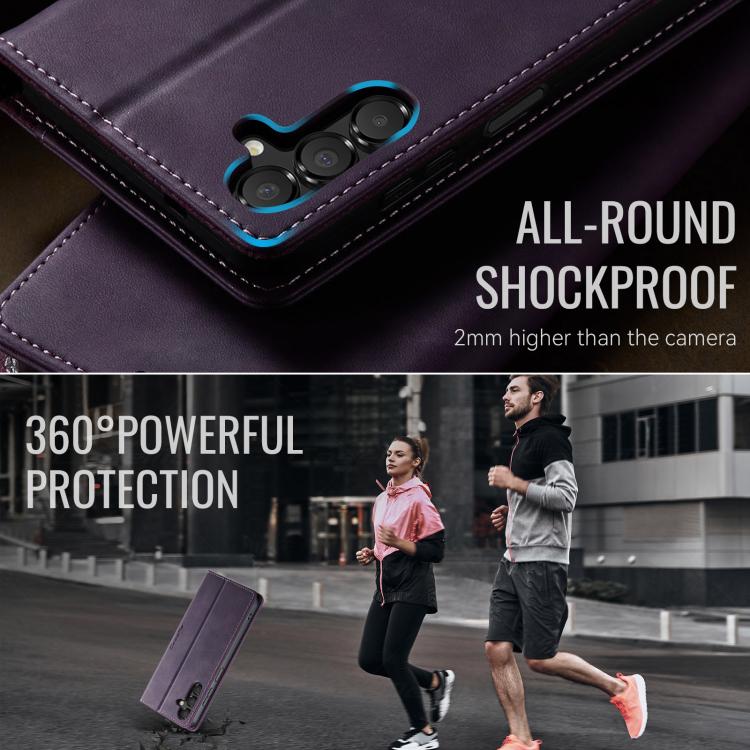 For Samsung Galaxy A14 CaseMe 033 Calf Leather Lining Microfibre RFID Blocking Phone Case