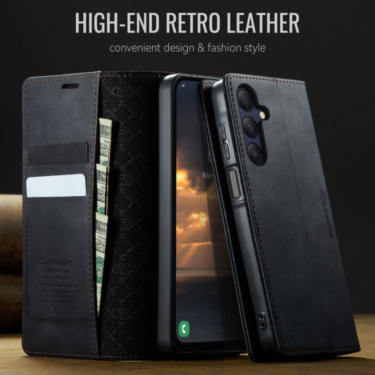 For Samsung Galaxy A25 CaseMe 033 Calf Leather Lining Microfibre RFID Blocking Phone Case