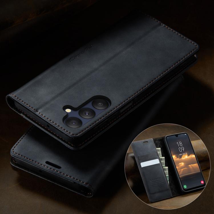 For Samsung Galaxy A25 CaseMe 033 Calf Leather Lining Microfibre RFID Blocking Phone Case