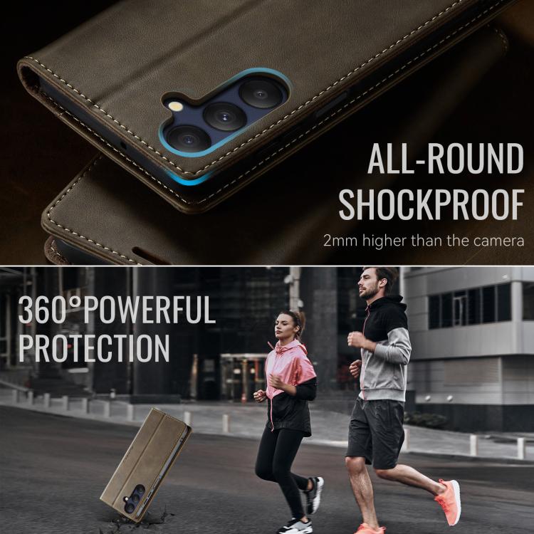 For Samsung Galaxy A25 CaseMe 033 Calf Leather Lining Microfibre RFID Blocking Phone Case