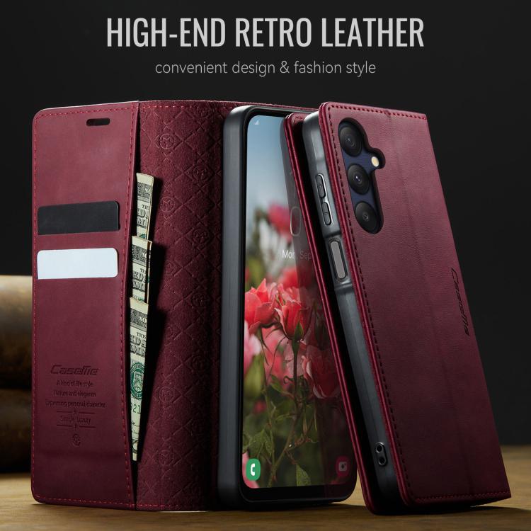 For Samsung Galaxy A25 CaseMe 033 Calf Leather Lining Microfibre RFID Blocking Phone Case