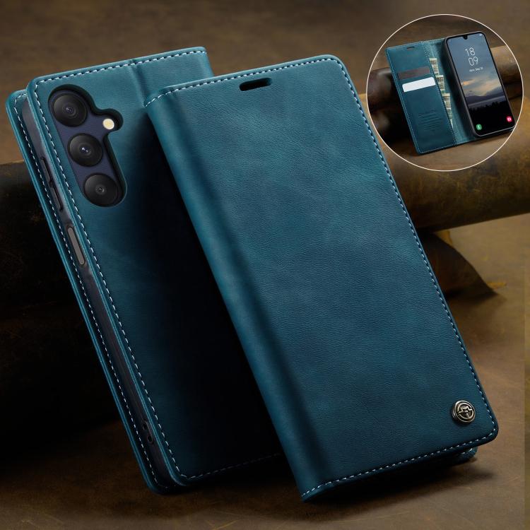 For Samsung Galaxy A25 CaseMe 033 Calf Leather Lining Microfibre RFID Blocking Phone Case