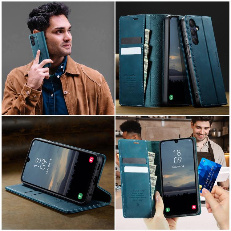 For Samsung Galaxy A25 CaseMe 033 Calf Leather Lining Microfibre RFID Blocking Phone Case