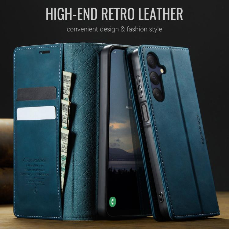 For Samsung Galaxy A25 CaseMe 033 Calf Leather Lining Microfibre RFID Blocking Phone Case