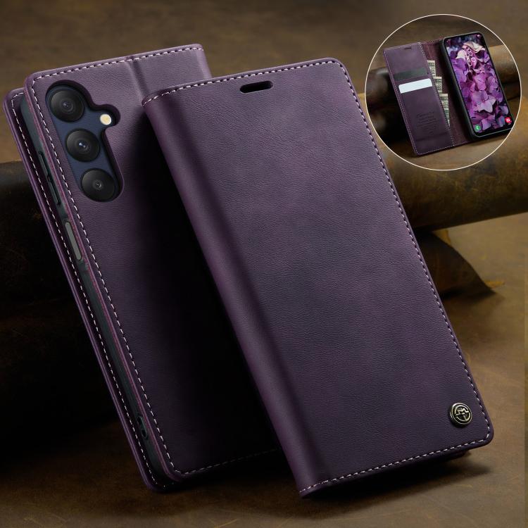 For Samsung Galaxy A25 CaseMe 033 Calf Leather Lining Microfibre RFID Blocking Phone Case