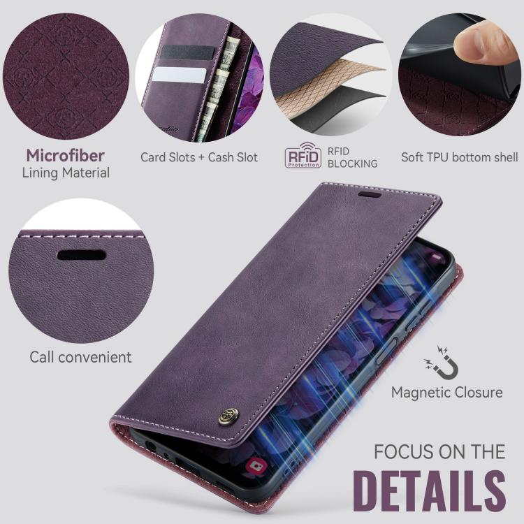 For Samsung Galaxy A25 CaseMe 033 Calf Leather Lining Microfibre RFID Blocking Phone Case