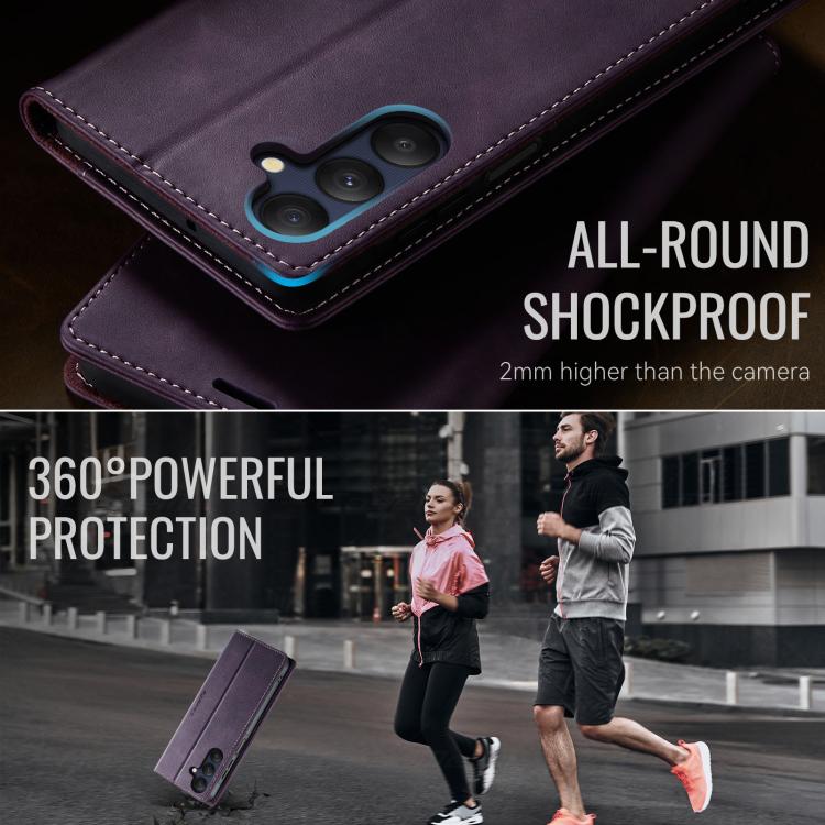 For Samsung Galaxy A25 CaseMe 033 Calf Leather Lining Microfibre RFID Blocking Phone Case