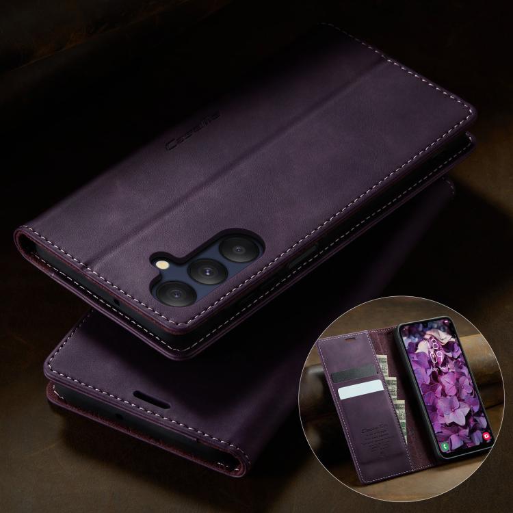 For Samsung Galaxy A25 CaseMe 033 Calf Leather Lining Microfibre RFID Blocking Phone Case