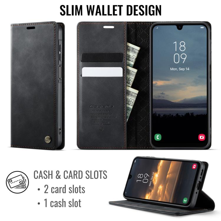 For Samsung Galaxy A26 CaseMe 033 Calf Leather Lining Microfibre RFID Blocking Phone Case